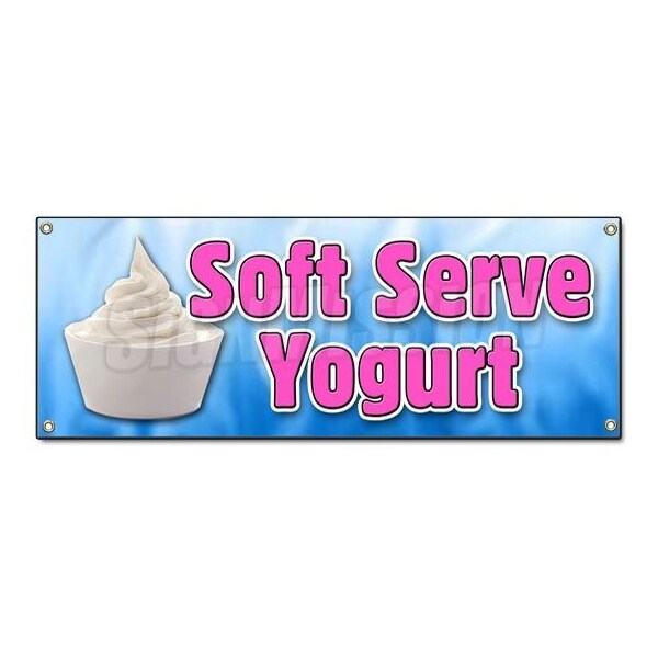 SOFT SERVE YOGURT BANNER SIGN yoghurt healthy homemade topping delicious frozen